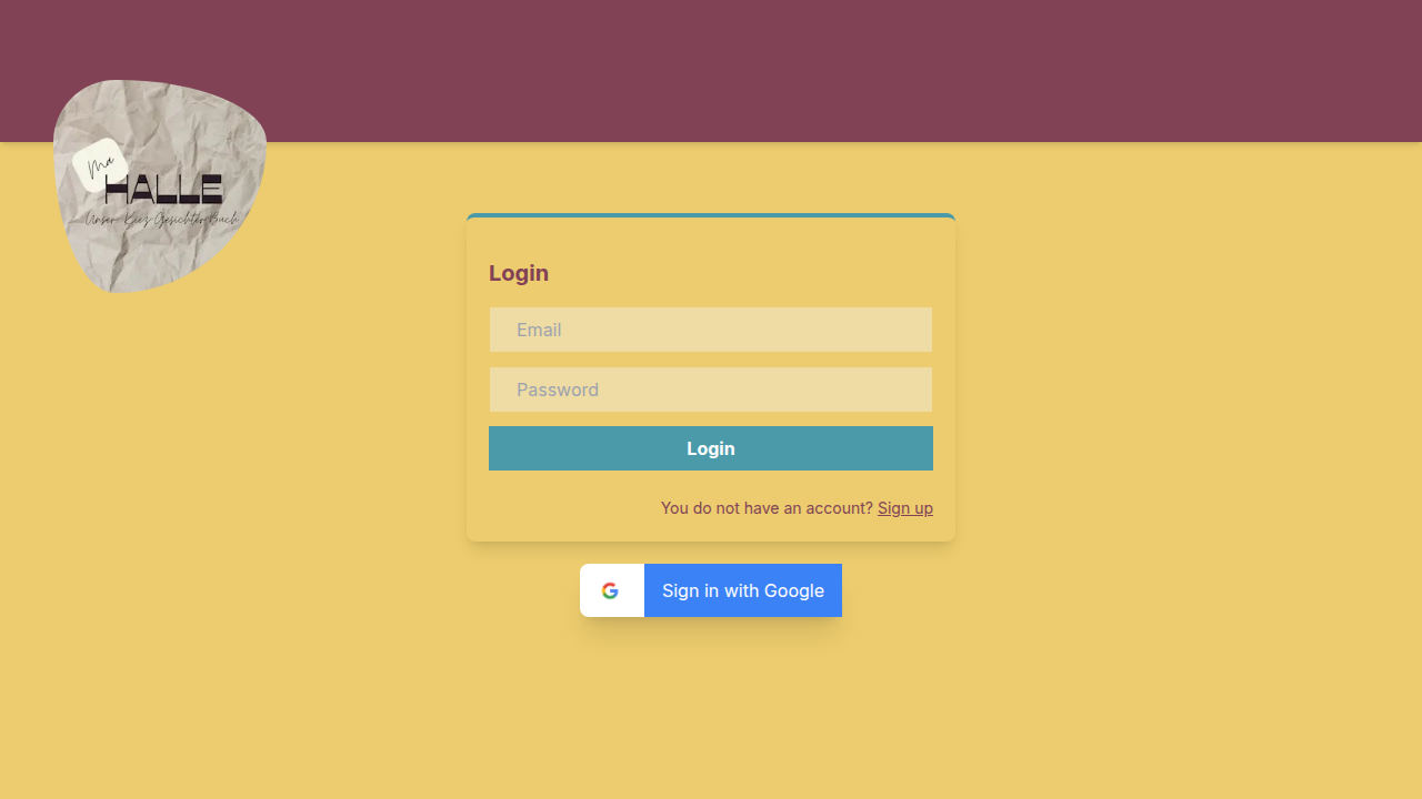 Screenshot of the maHalle community forum login page