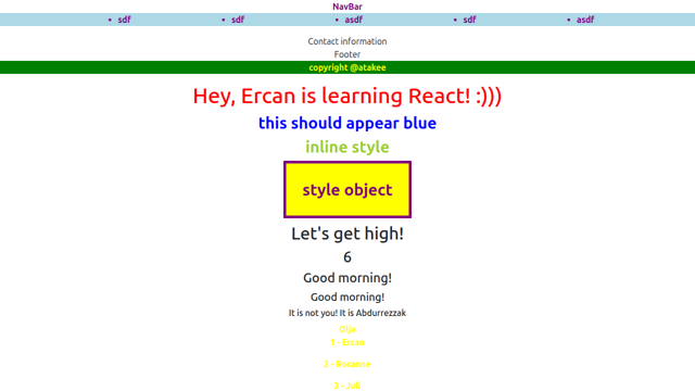 my-first-react-app: 'Hey, Ercan is learning React!'