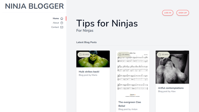 Ninja Blogger, a Tailwind blog front page