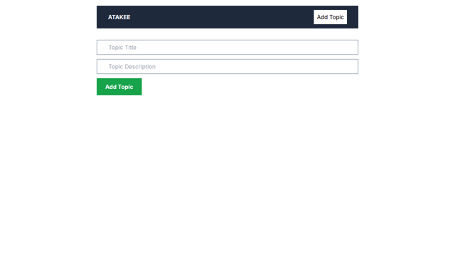 The add-topic form under the ATAKEE navbar